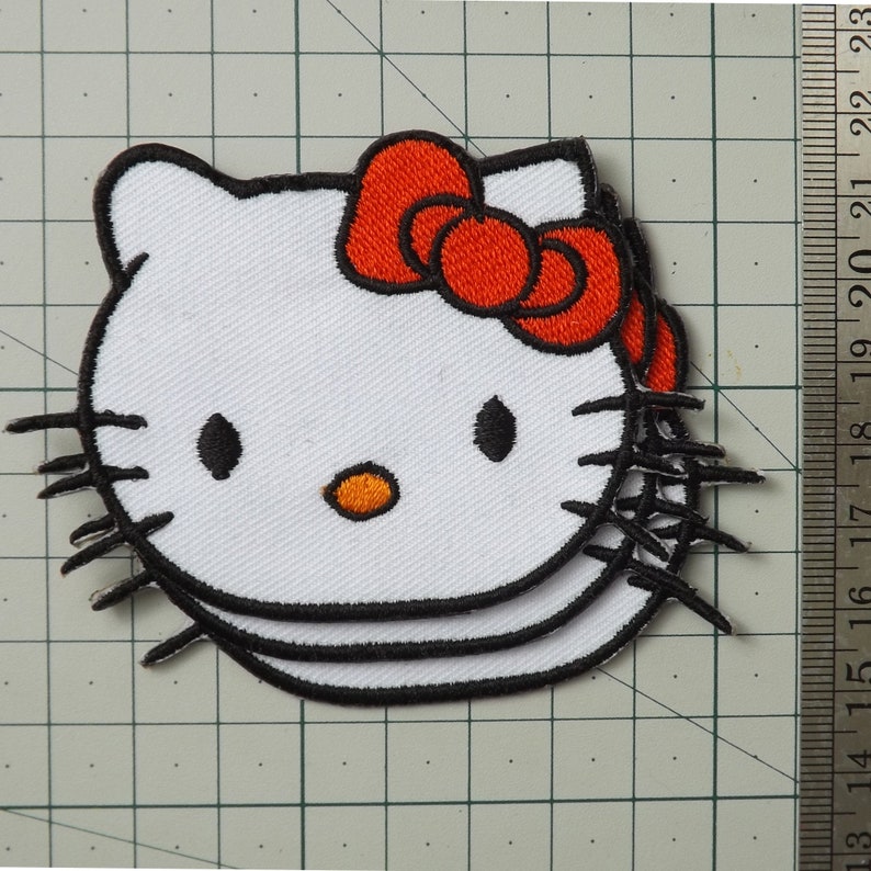 3 pieces 5.50x8.00 cm. hello kitty face red bow cute | Etsy