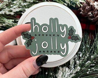 Holly Jolly Vinyl Sticker / Christmas Gifts / Christmas Sticker / Vinyl Sticker / Gifts for Her / Laptop Sticker / Water Bottle Sticker