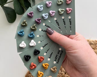 Knotted Studs / Viral Polymer Clay Stud Earrings / Gifts for Her / Colorful Jewelry / Knot Earrings Bridesmaids / Clay Stud Earrings