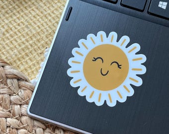 Smiley Sun Vinyl Sticker / Gifts for Girls / Vinyl Sticker / Gifts for Her / Laptop Sticker / Water Bottle Sticker