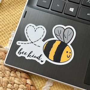 Bee Kind Sticker/Honey Bee Waterproof Vinyl Sticker/Cottagecore Nature Sticker/Bumble Bee/Water Bottle Decal/Phone Case, Car, Laptop
