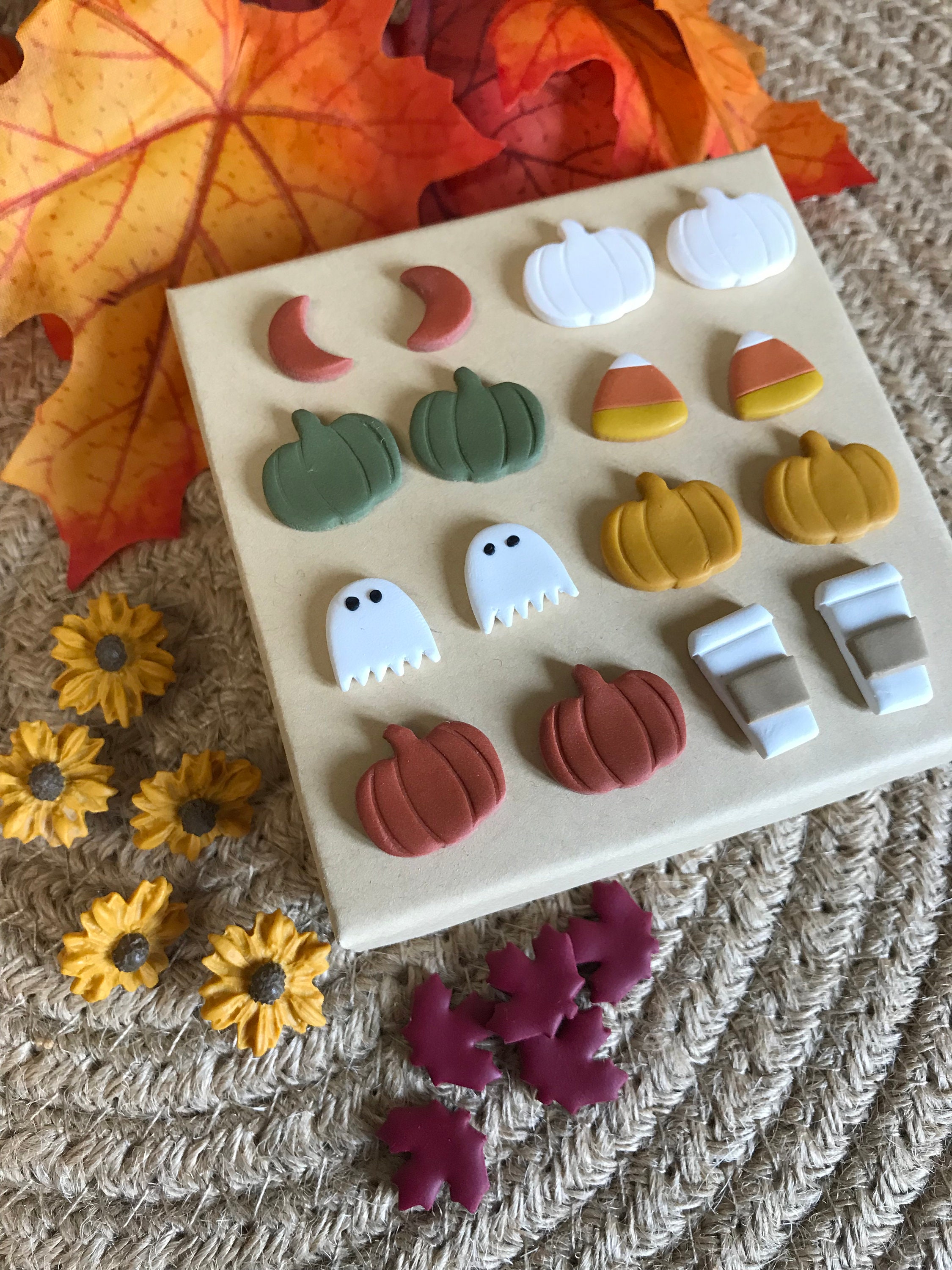 Fall Studs / Polymer Clay Stud Earrings / Assorted Stud Pack / Boho A…