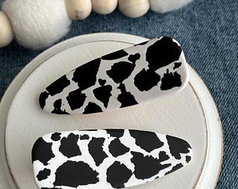 Cow Print Hair Clip / Polymer Clay Hair Clip / Handmade / Gifts for Her / Cow Print Hair Accessories / Alligator Hair Clip / Southwestern