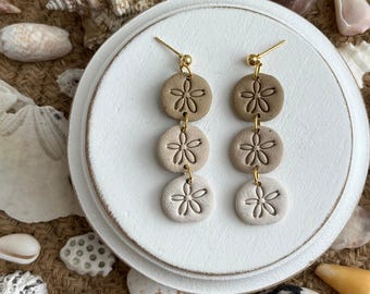 Sand Dollar Dangles / Polymer Clay / Beach Earrings / Gifts for Her / Clay Earrings Dangles / Handmade / Shell Jewelry / Ombre Sand Dollar