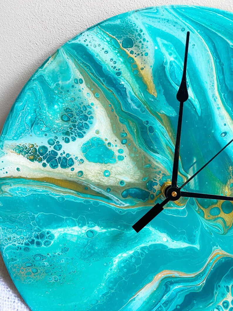 12 Acrylic Fluid Art Wall Clock With Resin Etsy