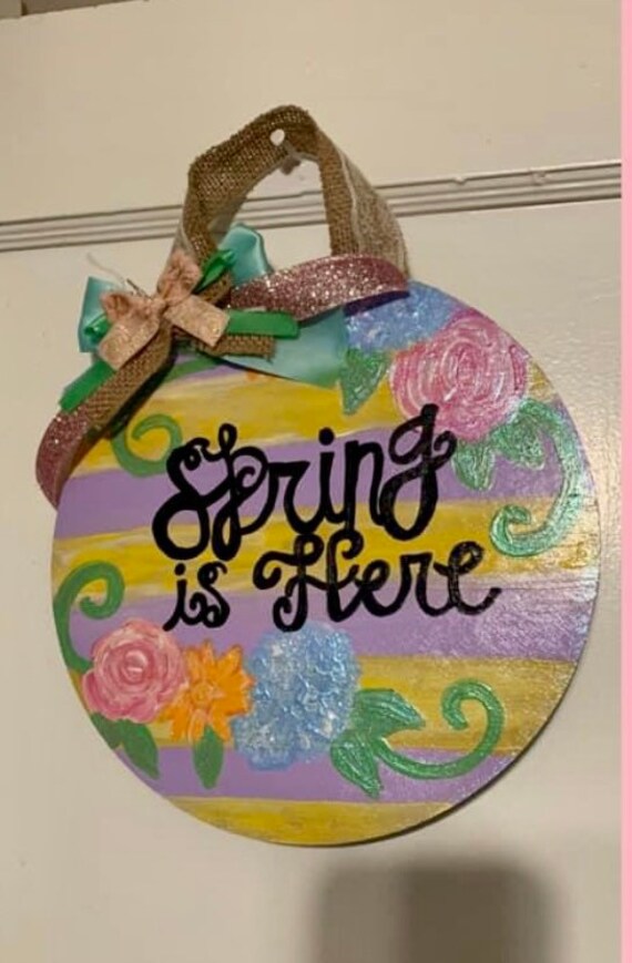 Spring Door Hanger Etsy