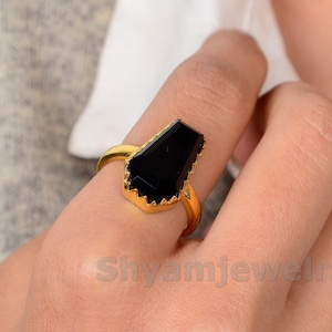 Amazing Black Onyx Ring, Black Onyx Coffin Ring, Handmade Black Onyx Gemstone Ring, 925 Sterling Silver Ring, Wedding Ring, Black Stone Ring