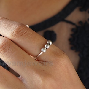 Anxiety ring, Dainty Ring, 925 Sterling Silver Beads Ring, Adjustable Ring, Worry Ring, Gift For her