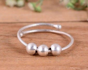 925 Silver Fidget Ring, Handmade Stress Relief Jewelry