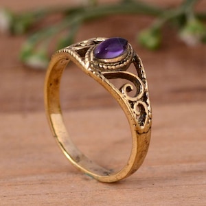 Purple Amethyst Ring Natural Amethyst Marquise Ring 925 Sterling Silver Gemstone Ring