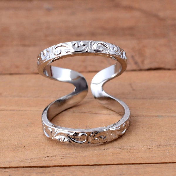 Handgefertigter verstellbarer Arthritis-Ring, Schienenring aus 925er Silber, Daumenring, Statement-Ringe, Schwanenhalsschiene aus massivem