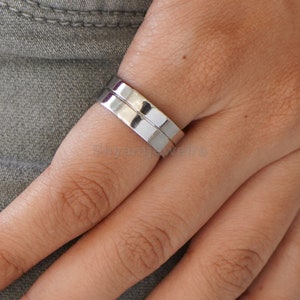 925 Sterling Silver Band - Flat Wedding Silver Band - Solid 925 Sterling Silver Ring - Plain Band -Handmade band -Gift For her & Him