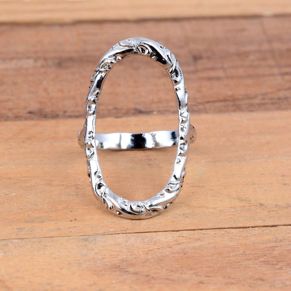 925 Sterling Silver Wire Oval Rings, Big Open Large Wire Ring, Open Oval Circle Ring, Handmade Design Silver Ring Jewelry, Rings For Women