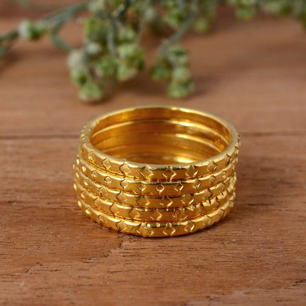 Gold-Stack-Ring-Set, zierlicher Goldring für Hochzeit, zierlicher Boho-Ring, Ring für den täglichen Gebrauch, Geschenk für sie, Ring für