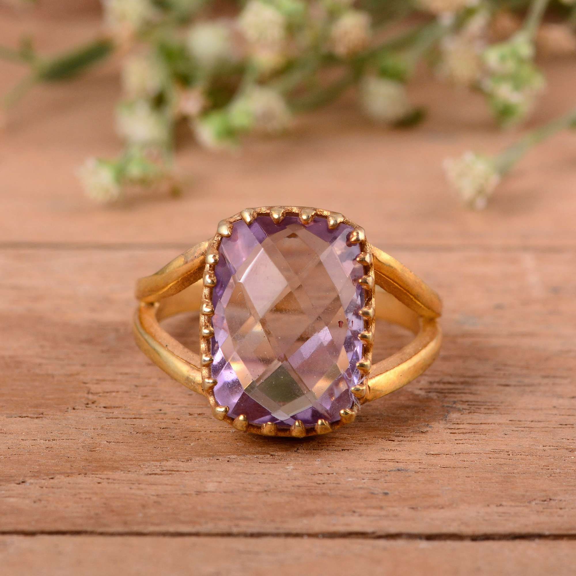 Pink Amethyst Ring natural Amethyst Ring AAA Quality faceted Etsy