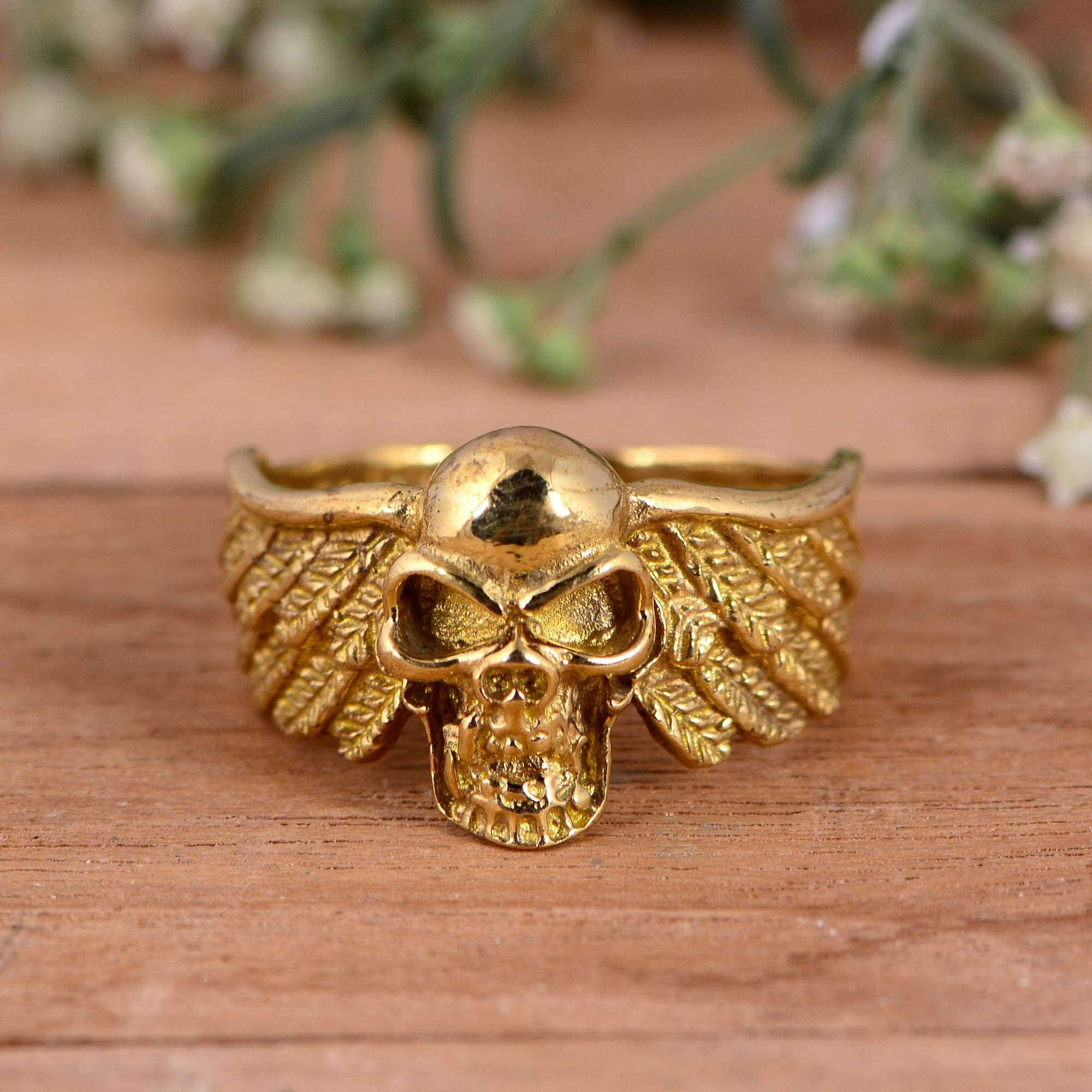 Winged Skull Ring Sterling Silver 925 Etsy