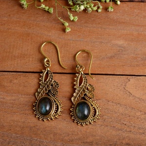 Natural Labradorite earrings Rainbow Labradorite Gemstone Earrings For Women handmade stone earrings 14k gold plated earrings jewelry