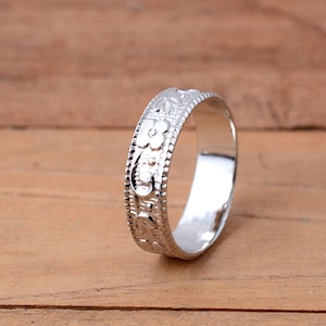 925 Sterling Silver Band Ring, Stacking Ring, Handmade Ring Band, Birthday Gift Ring, Flower Design Ring, thin Ring, Gift For Her,