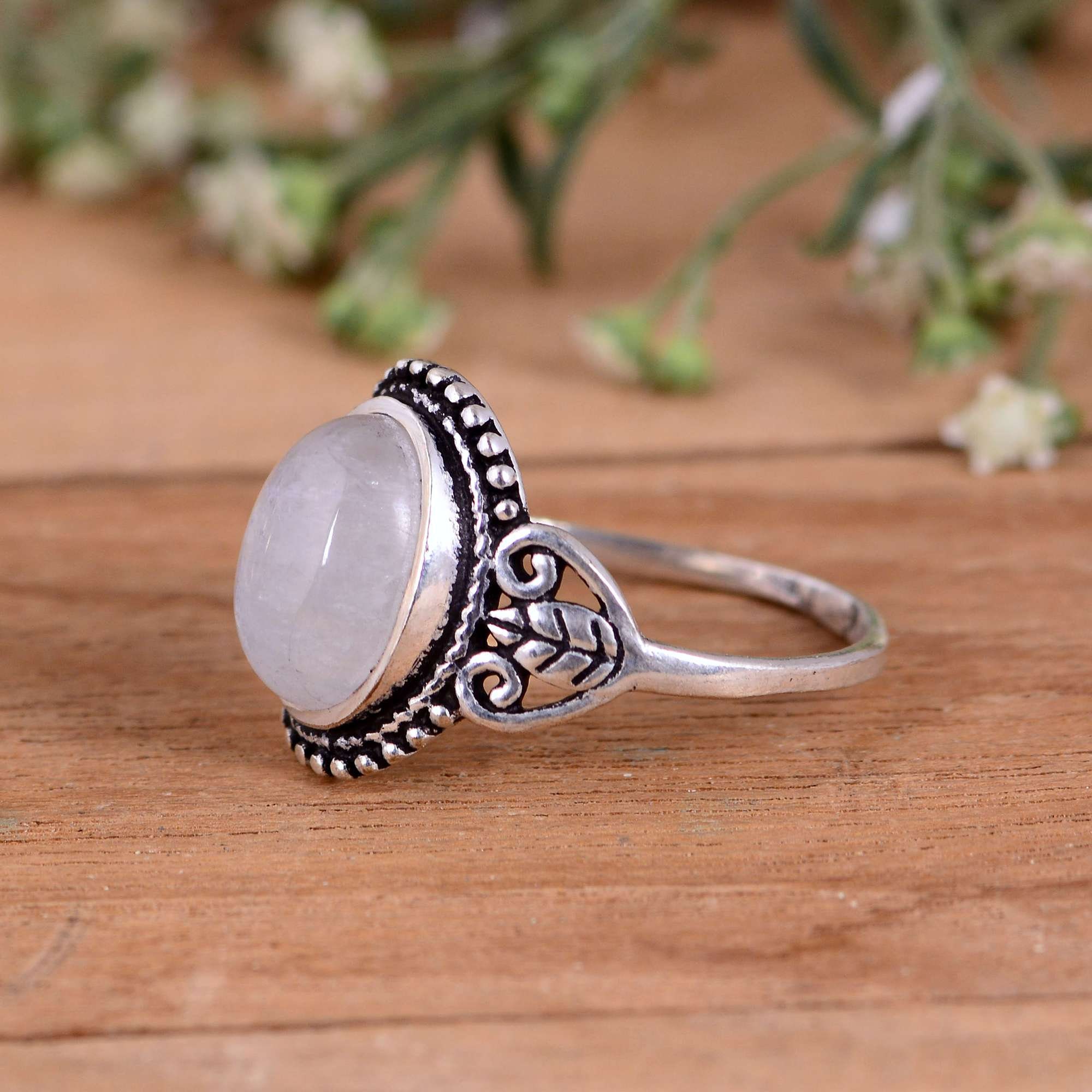 Moonstone Oxidized Sterling Silver Ring