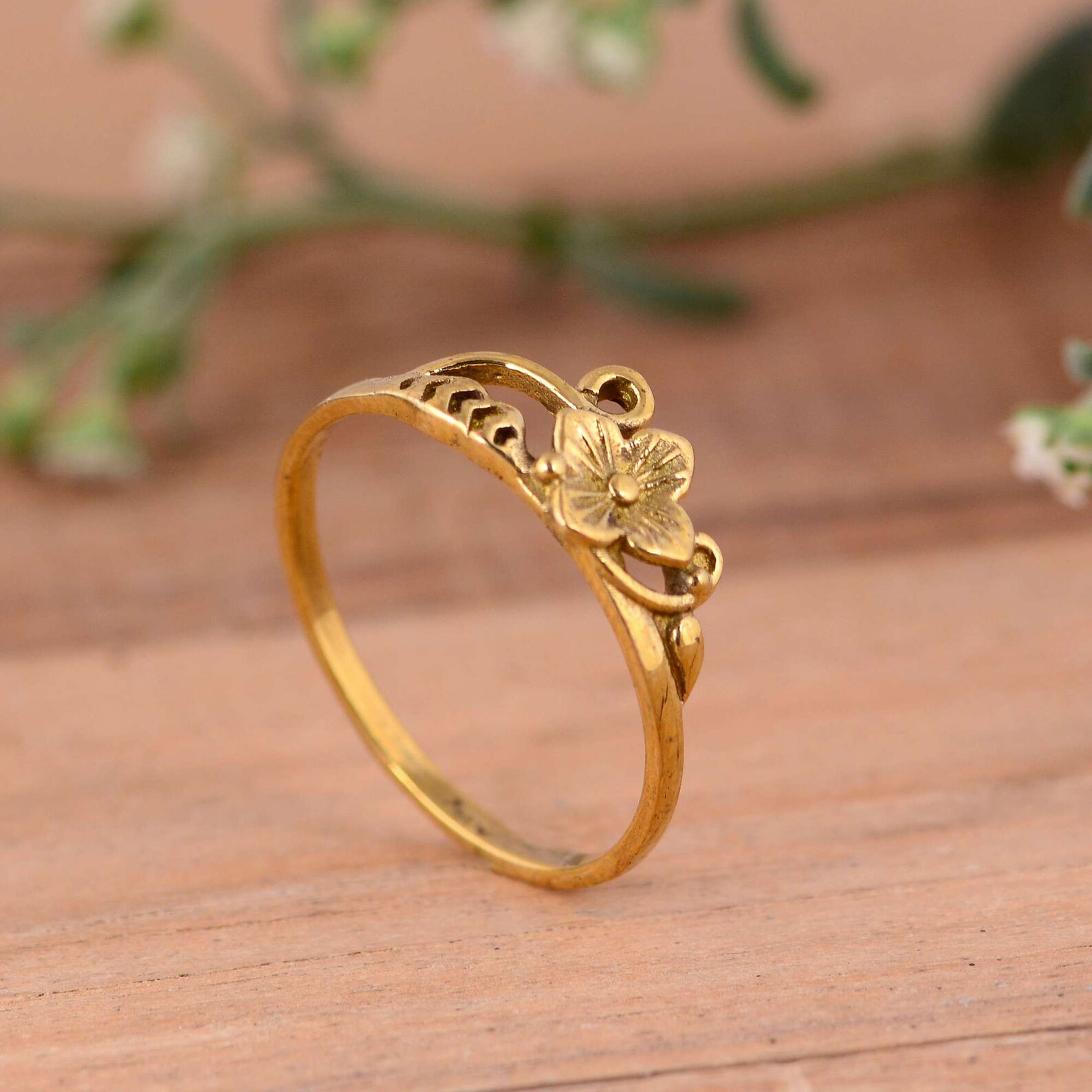 Birth Flower Ring Floral Ring Bridesmaid Gift Minimalist Etsy