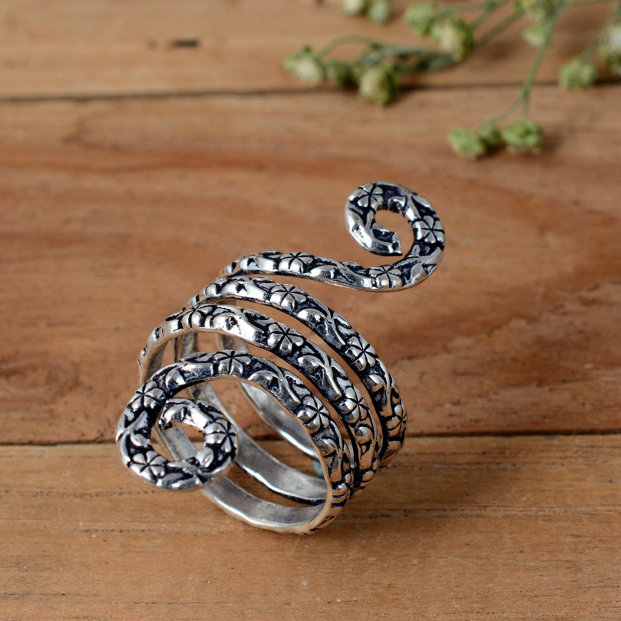 925 Sterling Silver Spiral Arthritis Ring, Full Finger Splint Support ...