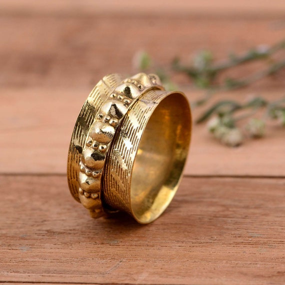 Handmade Spinner Ring 14k Gold Spinner Ring Brass Ring