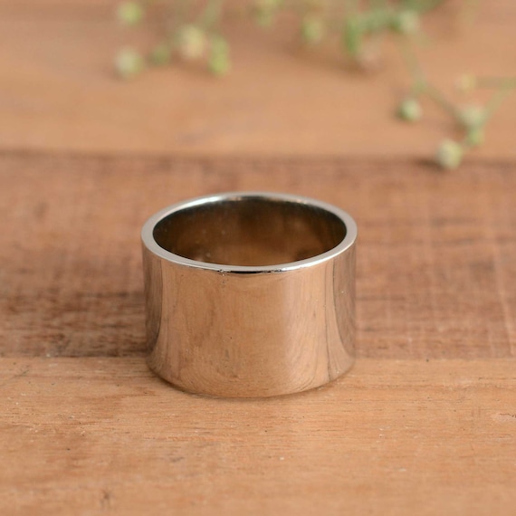 Solid Silver Band Ring, Sterling Silver Flat Wedd… - image 2