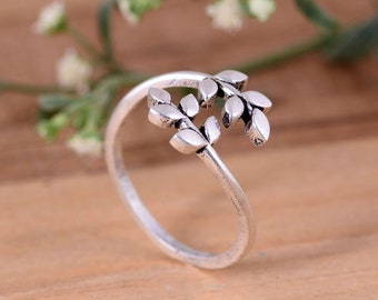 【ファッション通販】の商品をすべて Sterling 925 Silver Adjustable Rings, Leaf Dainty Ring, Leaf アクセサリー
