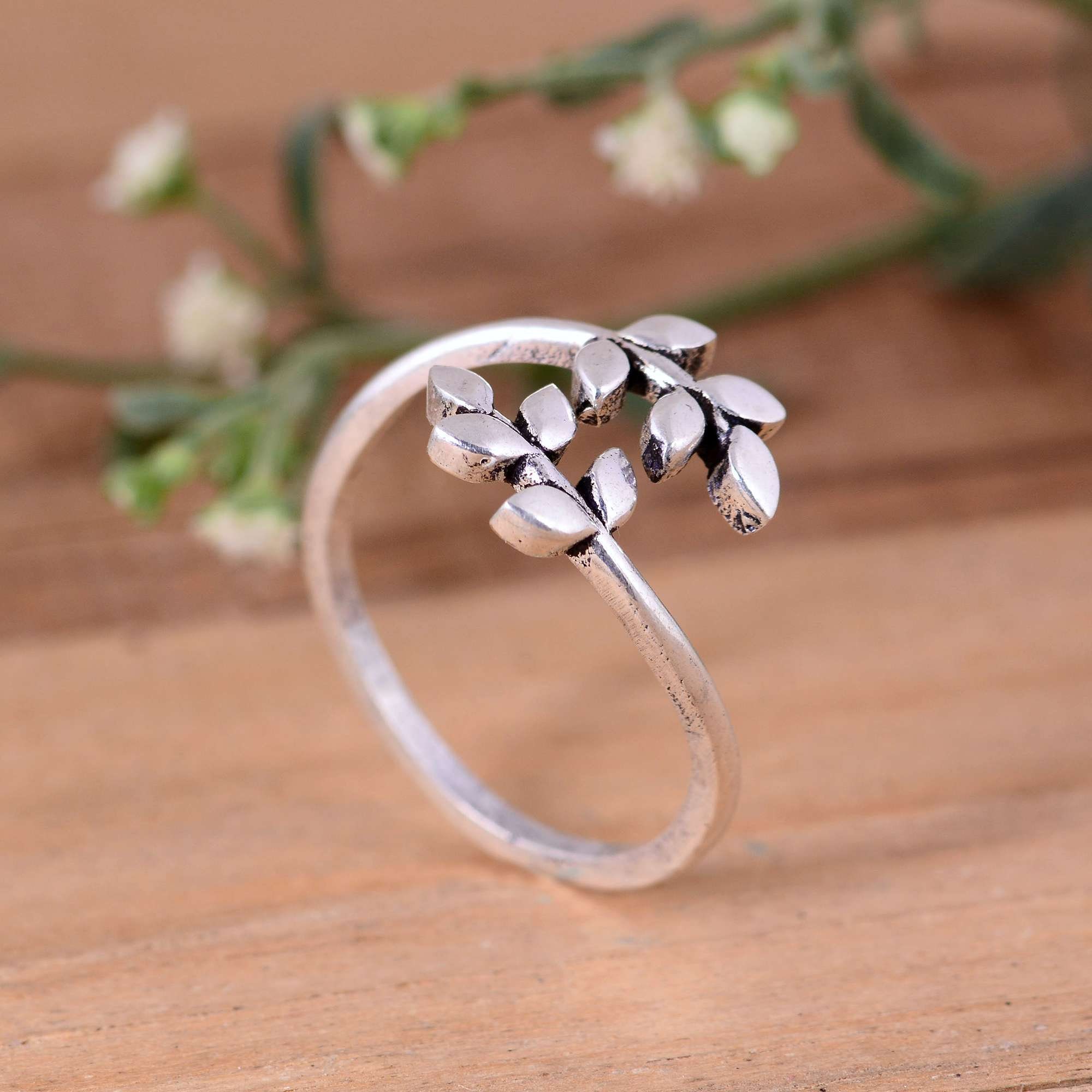 925 Sterling Silver Leaf Ring Dainty Leaf Rings Adjustable