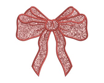 Side Bow Applique Sweatshirt Embroidery Design, Bow Christmas Embroidery File - Holiday Bow Embroider File, Various Sizes, Instant Download