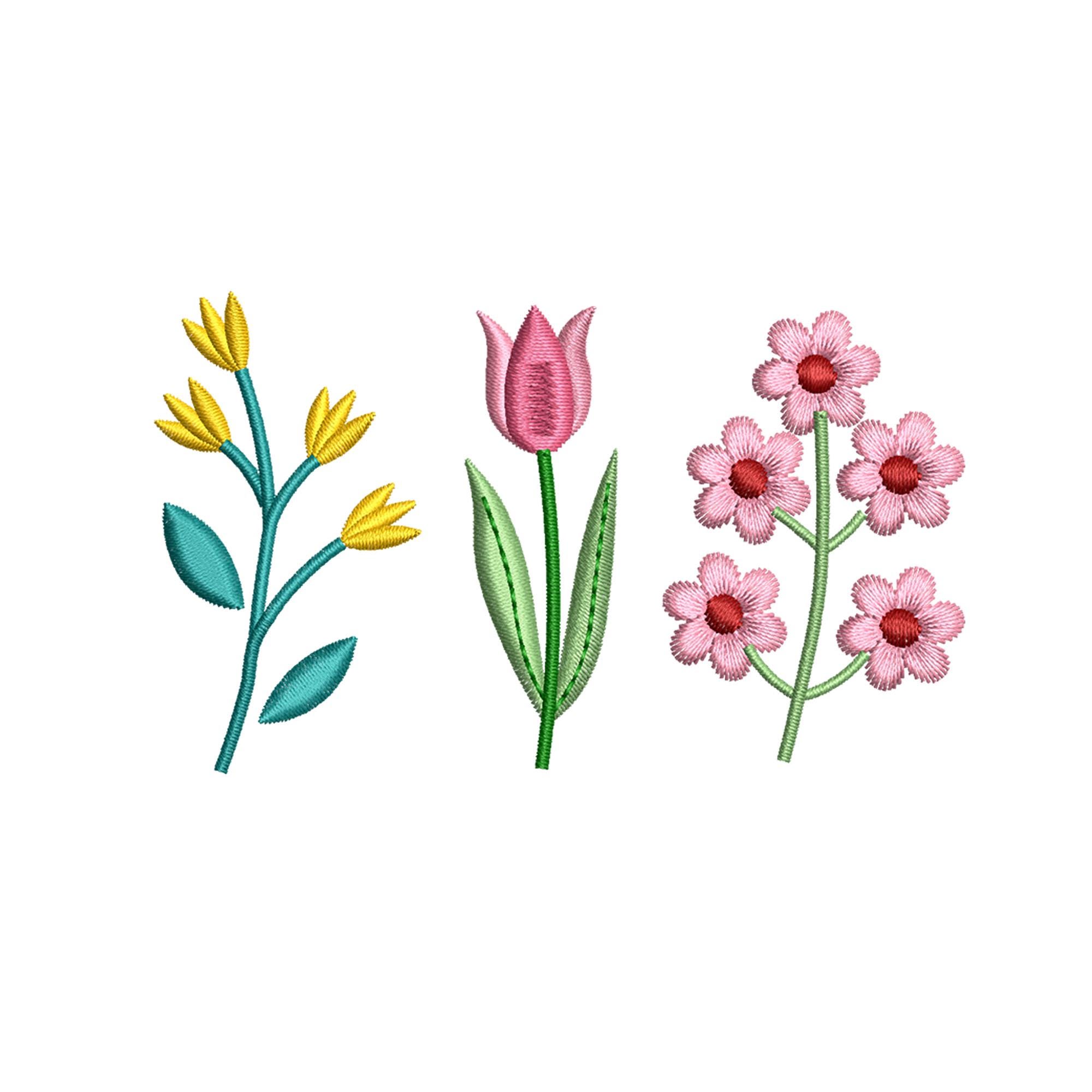 Set of 10 Mini Floral Embroidery Designs Set, Small Flower Embroidery ...
