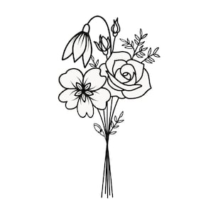 Custom Birth Month Flower Bouquet, Family Birth Month Flower Tattoo Design, Personalized Birth Flower Tattoo Design, Digital Download