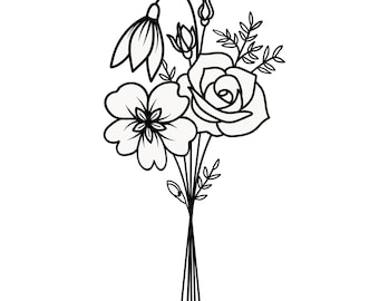 Custom Birth Month Flower Bouquet, Family Birth Month Flower Tattoo Design, Personalized Birth Flower Tattoo Design, Digital Download