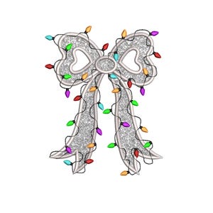 Side Bow Applique Sweatshirt Embroidery Design, Bow Christmas Embroidery File - Holiday Bow Embroider File, Various Sizes, Instant Download