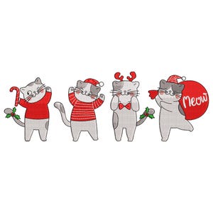 Christmas Cat Embroidery File, Funny Xmas Cat Machine Embroidery File, Holiday Embroidery Design, Digital Download
