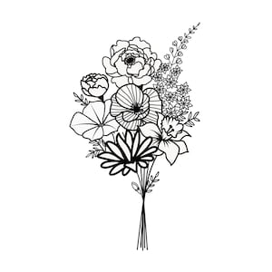 Custom Birth Month Flower Bouquet, Birth Flower Tattoo Design, Wildflower Birth Month, Gift for Her, Digital Download