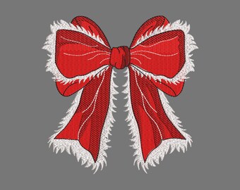 Christmas Bow Embroidery Design, Christmas Coquette Bow Embroidery File, Digital Download