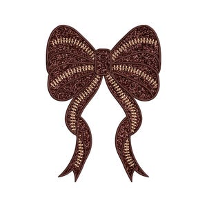 Football Stitch Coquette Bow Applique Embroidery Design 5 Sizes, Side Bow Appliqué Embroidery Design, Sports Girly Bow Embroidery Design