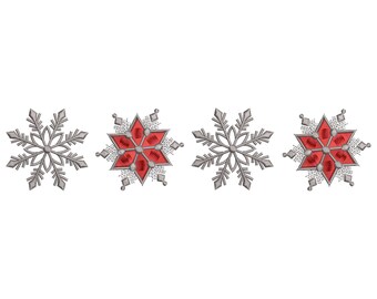 Diseños de bordado de copos de nieve, archivo de bordado a máquina de Navidad, descarga digital, 5 tamaños