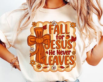 Fall for Jesus Png, Floral Christian Fall Png, Preppy Autumn Pumpkin Cross Png, Christian Bible Verse Sublimation, Coquette Fall Png