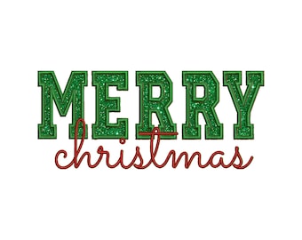 Merry Christmas Embroidery Design, Merry Christmas Machine Embroidery File, Digital Download