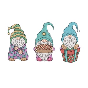Winter Gnome Embroidery Design, Christmas Gnomes Embroidery File, Holiday Machine Embroidery File, Digital Download