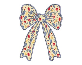 Side Bow Applique Sweatshirt Embroidery Design, Bow Christmas Embroidery File - Holiday Bow Embroider File, Various Sizes, Instant Download