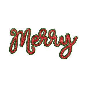 Diseño de bordado con apliques de Feliz Navidad, archivo de bordado a máquina de Feliz Navidad, descarga digital