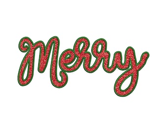 Merry Christmas Applique Embroidery Design, Merry Christmas Machine Embroidery File, Digital Download