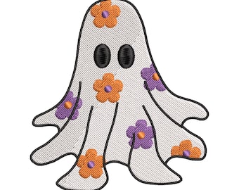 Cute Ghost Embroidery Design Floral Ghost Embroidery Design Silhouette Ghost Embroidery Design Machine Embroidery Digital Download