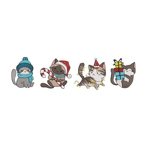 Christmas Cat Embroidery File, Funny Xmas Cat Machine Embroidery File, Holiday Embroidery Design, Digital Download