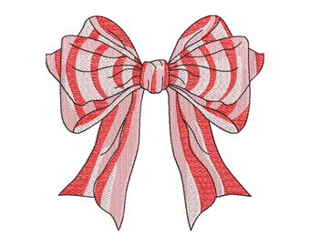 Christmas Bow Embroidery Design, Christmas Coquette Bow Embroidery File, Digital Download