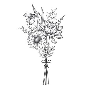 Benutzerdefinierte Geburt Blumenstrauß, Familie Geburtsmonat Tattoo-Design, bis zu 10 Blumen, Blumenstrauß Print Floral Tattoo Design Digitaler Download