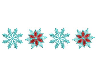 Diseños de bordado de copos de nieve, archivo de bordado a máquina de Navidad, descarga digital, 5 tamaños